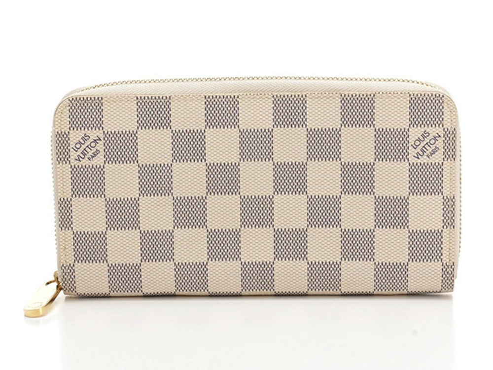 LOUIS VUITTON Zippy Wallet Long Azur White Beige Cream